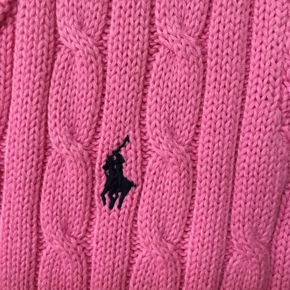 Ralph Lauren Girl Pink Cable Knit V-Neck Dress